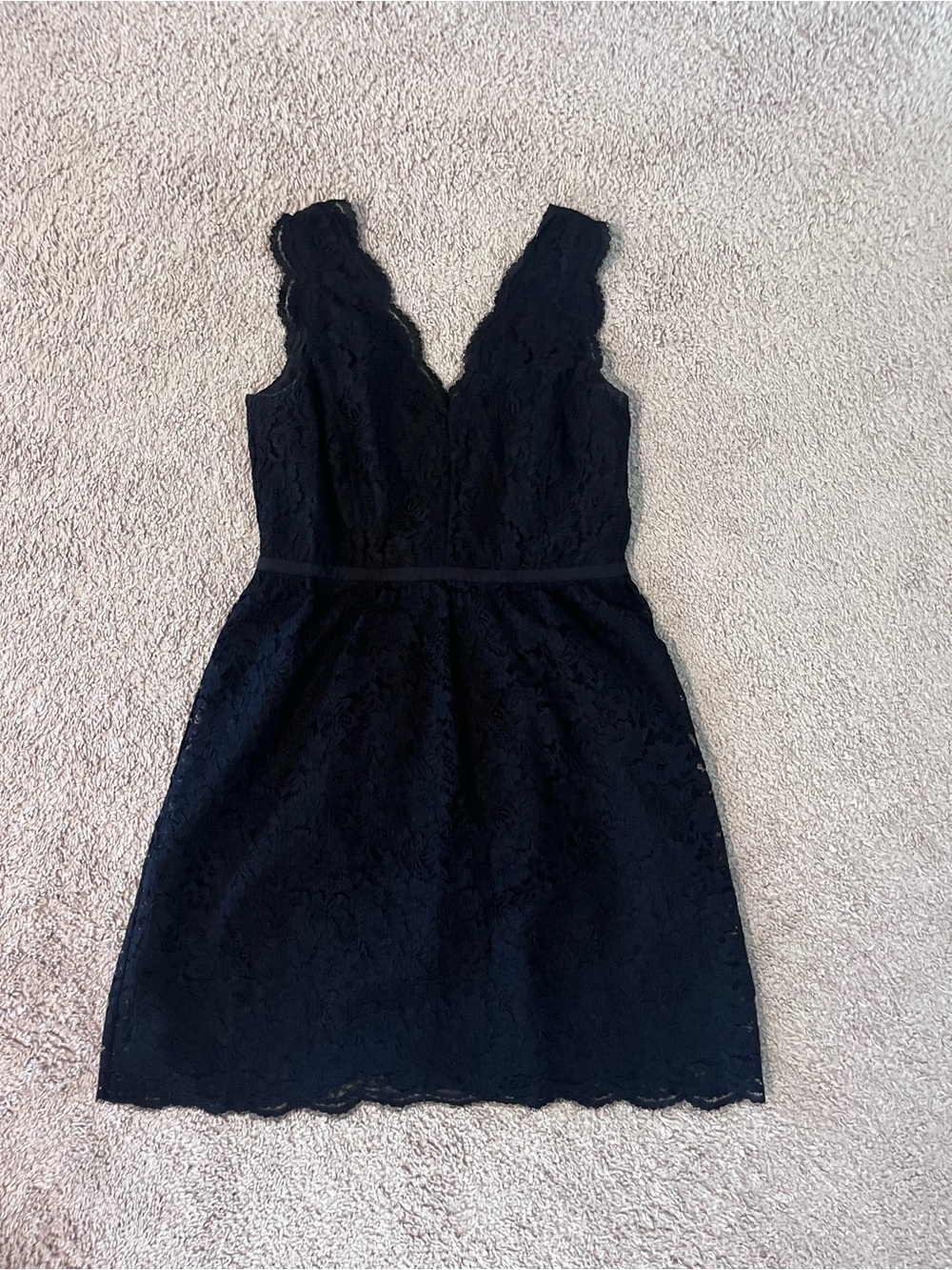 LOFT Black Lace V-Neck Sleeveless Mini Dress
